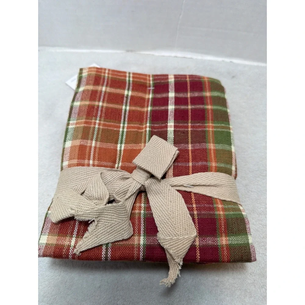 NEW Windham Home Kitchen Towels Multicolor Thanksgiving Turkey Plaid Set 4